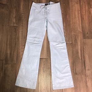 light blue leather pants